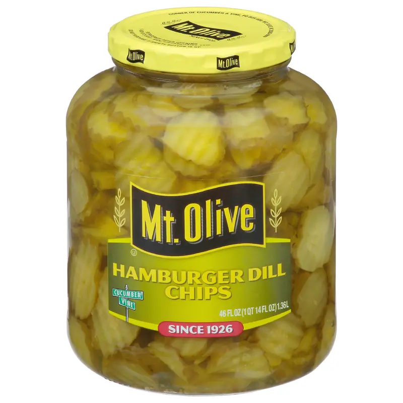 Mt Olive Hamburger Dill Chips Pickles 46 fl oz Jar