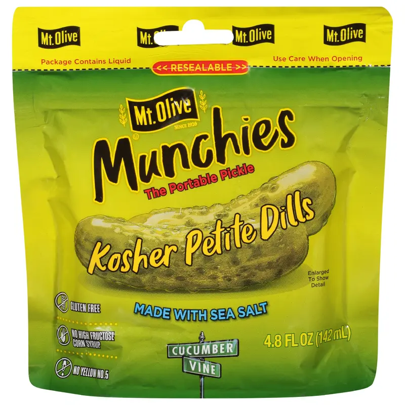 Mt Olive Munchies Kosher Petite Dills Pickles 4.8 fl oz Pouch