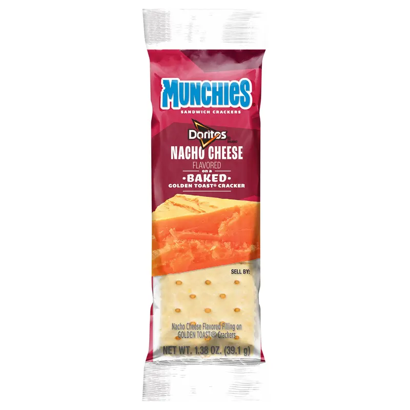 Munchies Doritos Sandwich Crackers Nacho Cheese Flavored 1.38 Oz