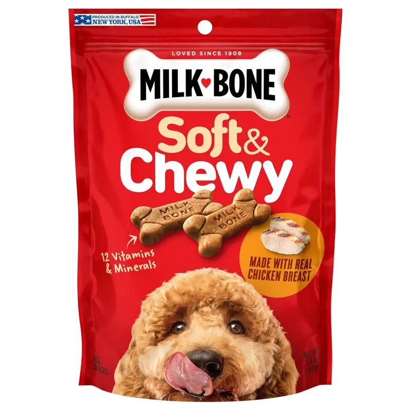 Milk-Bone Soft and Chewy Dog Treats, Chicken Recipe With Chicken Breast, 5.6oz bag