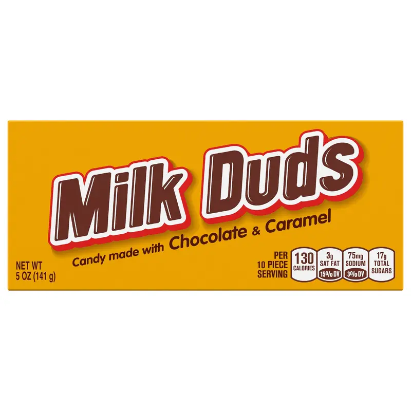 MILK DUDS Chocolate and Caramel Candy Box, 5 oz