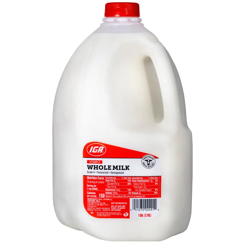 MILK WHOLE VITAMIN D LABEL GAL