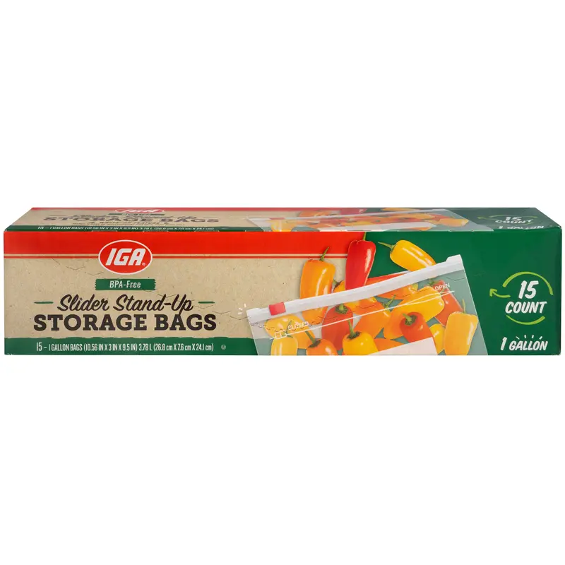 BAGS STORAGE SLIDER STAND UP 1 GAL 15 CT