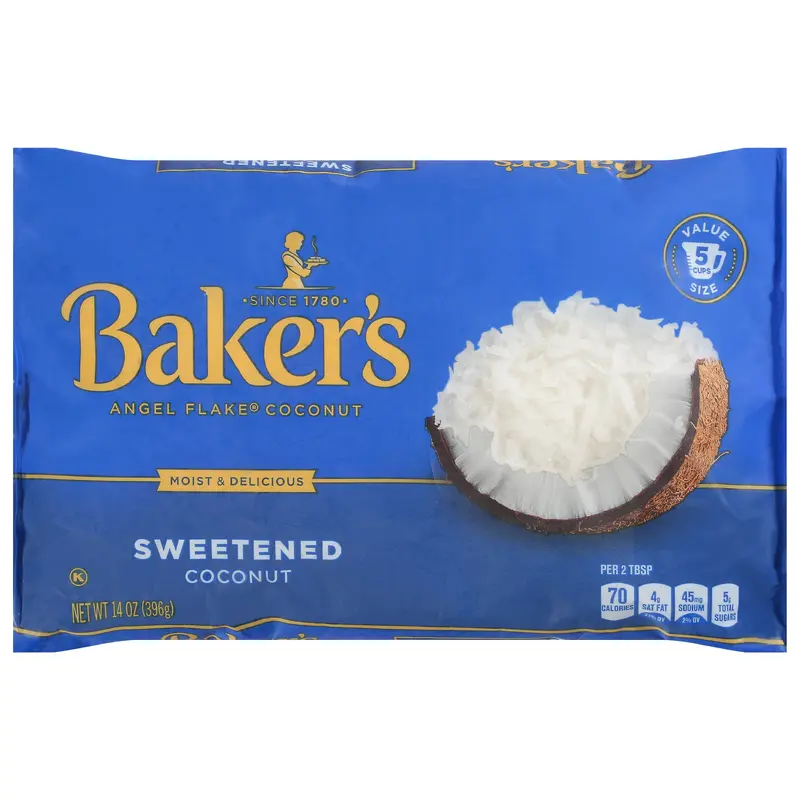 Baker's Value Size Angel Flake Sweetened Coconut 14 oz Wrapper