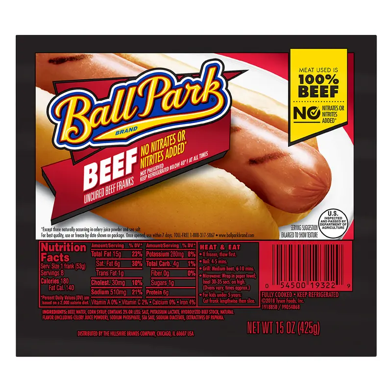 Ball Park Beef Hot Dogs, 8 Count