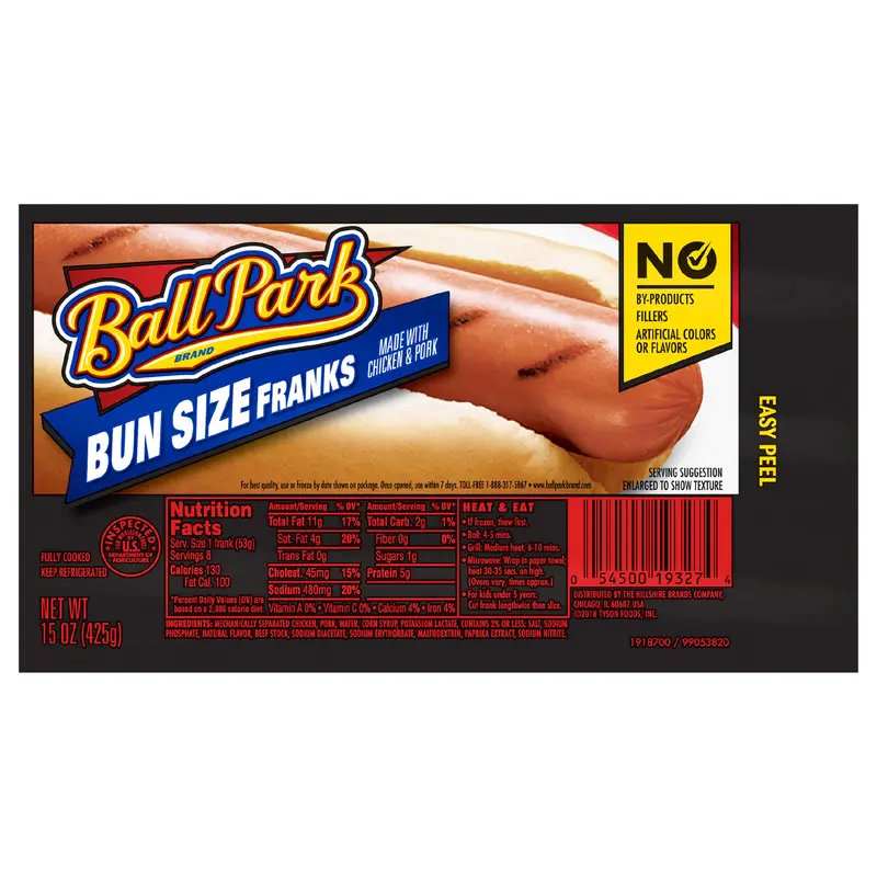 Ball Park Bun Length Hot Dogs, Classic, 8 Count