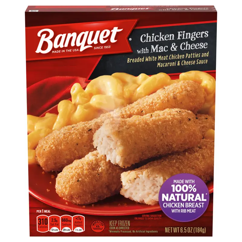 Banquet Basic Chicken Fingers Frozen Single Serve Meal, 6.5 Ounce