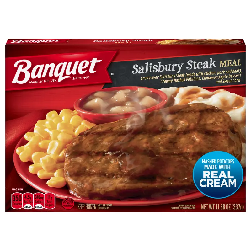 Banquet Classic Salisbury Steak Frozen Single Serve Meal, 11.88 Ounce