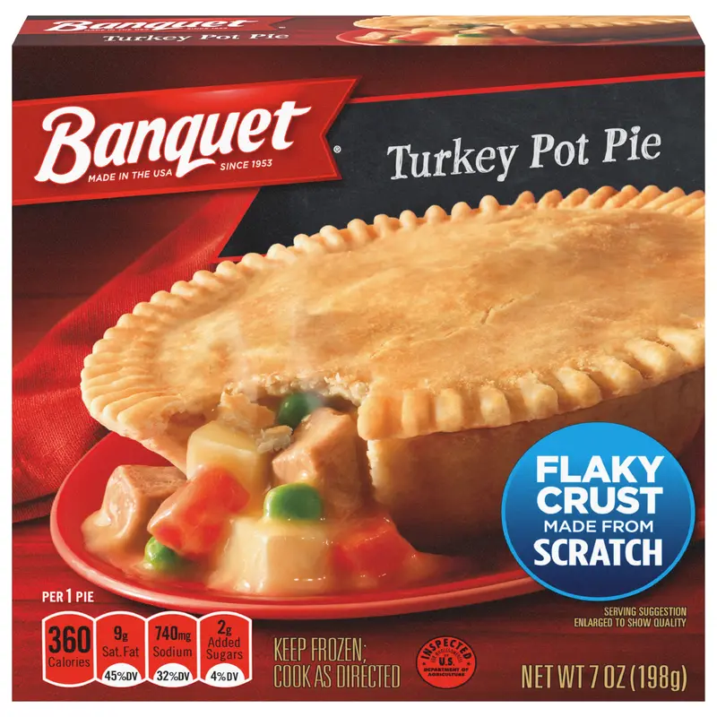 Banquet Frozen Pot Pie Dinner, Turkey, 7 Oz