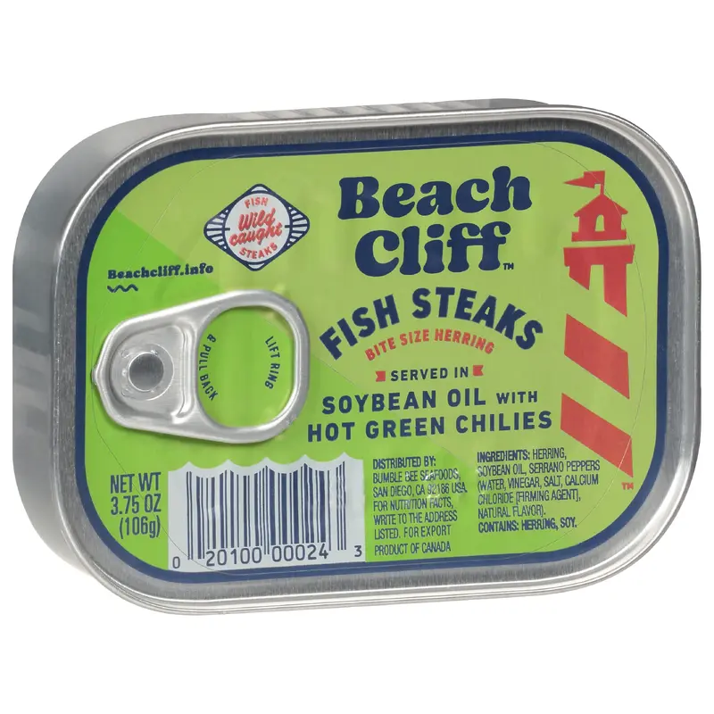 Beach Cliff in Soybean Oil with Hot Green Chilies Fish Steaks 3.75 oz