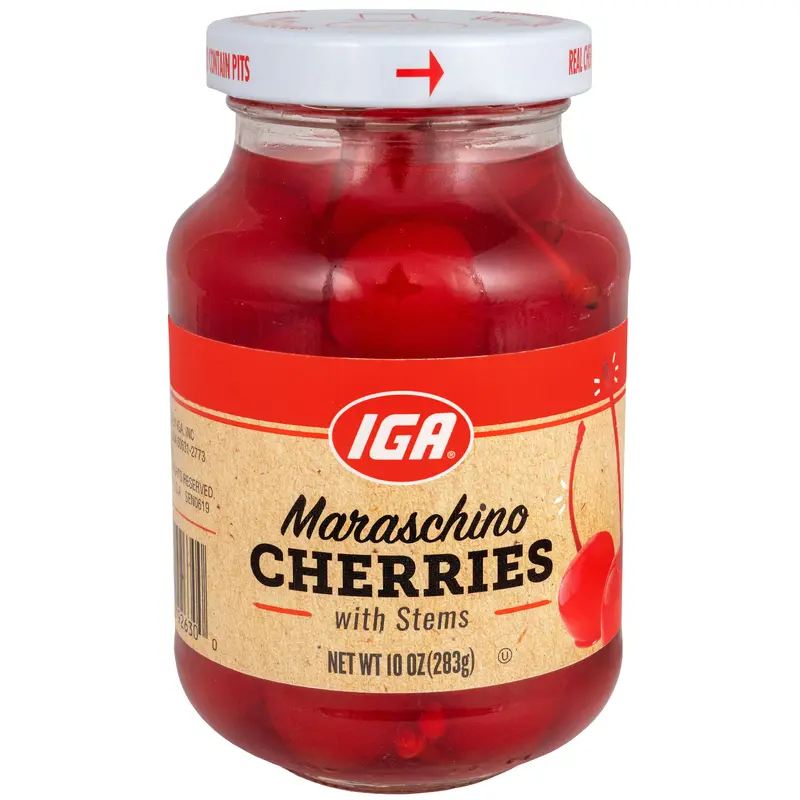 MARASHINO CHERRIES WITH STEMS 10 OZ