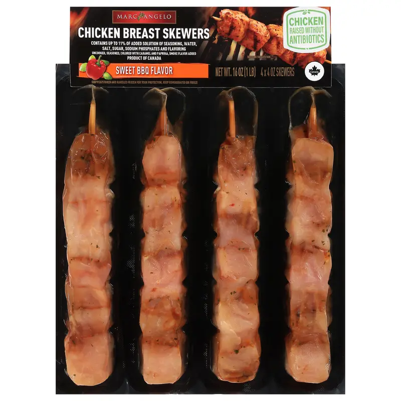 Marcangelo Sweet BBQ Flavor Chicken Breast Skewers 4 - 4 oz Skewers