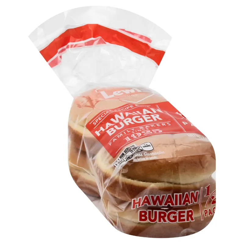 Lewis 1/2 Pack Hawaiian Burger Buns 7.5 oz