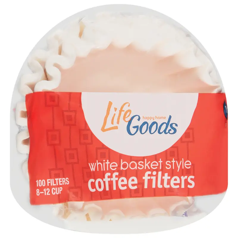 Life Goods White Basket Style Coffee Filter 100 ea