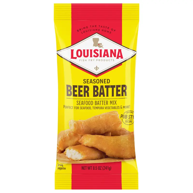 Louisiana Fish Fry Products Seasoned Seafood Beer Batter Batter Mix 8.5 oz