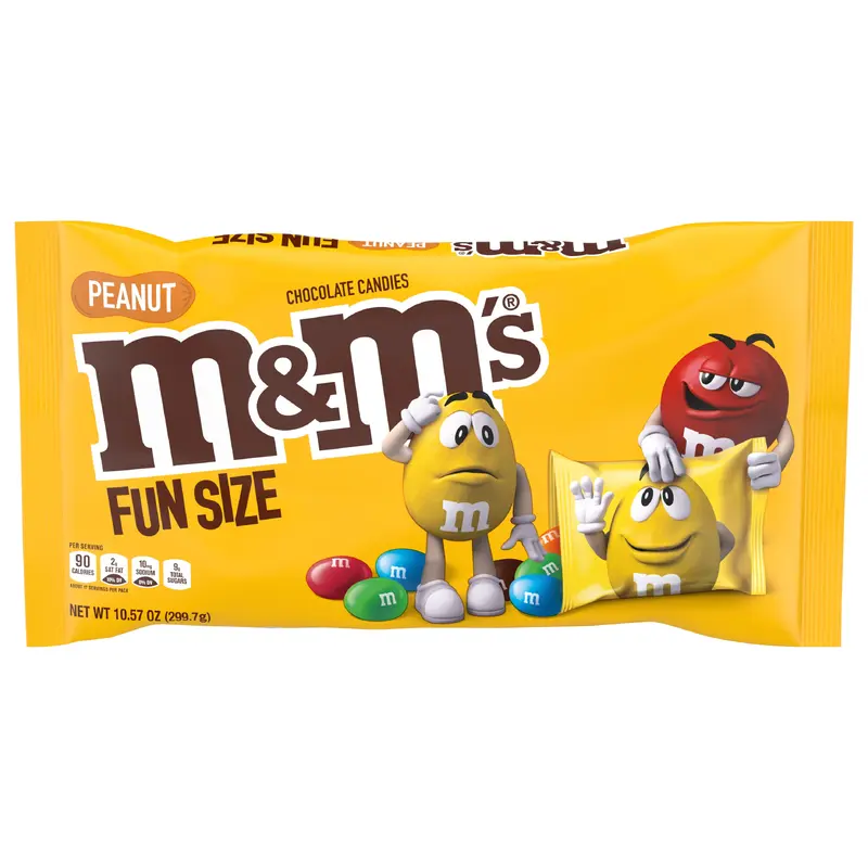M&M'S Peanut Milk Chocolate Fun Size Candy Bag, 10.57oz