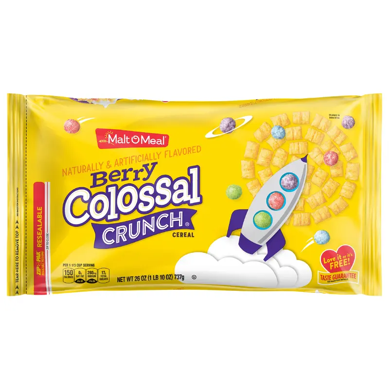 Malt O Meal Berry Colossal Crunch Cereal Family Size 26 oz