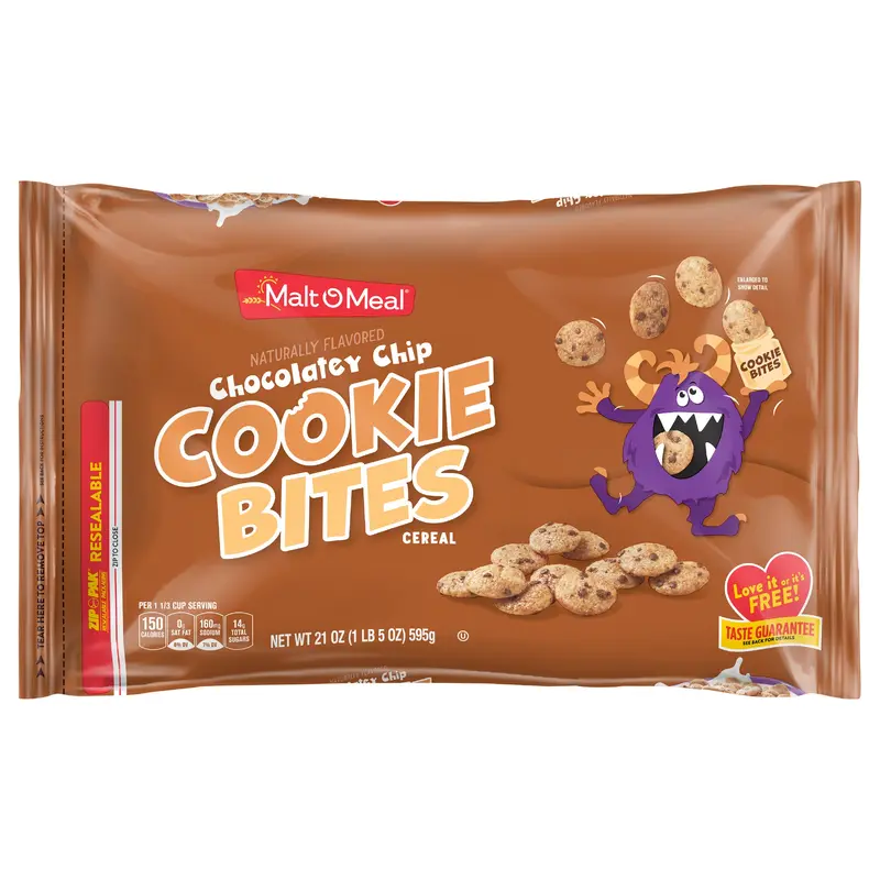 Malt O Meal Chocolatey Chip Cookie Bites Cereal Family Size 21 oz