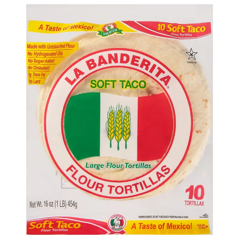 La Banderita Large Soft Taco Flour Tortillas 10 ea