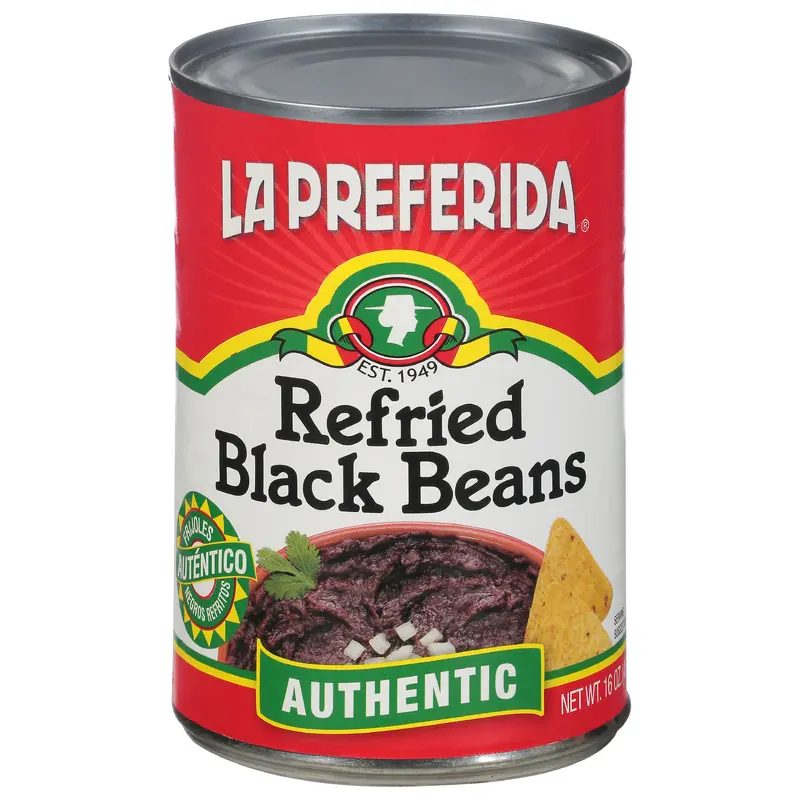 La Preferida Refried Authentic Black Beans 16 oz Can