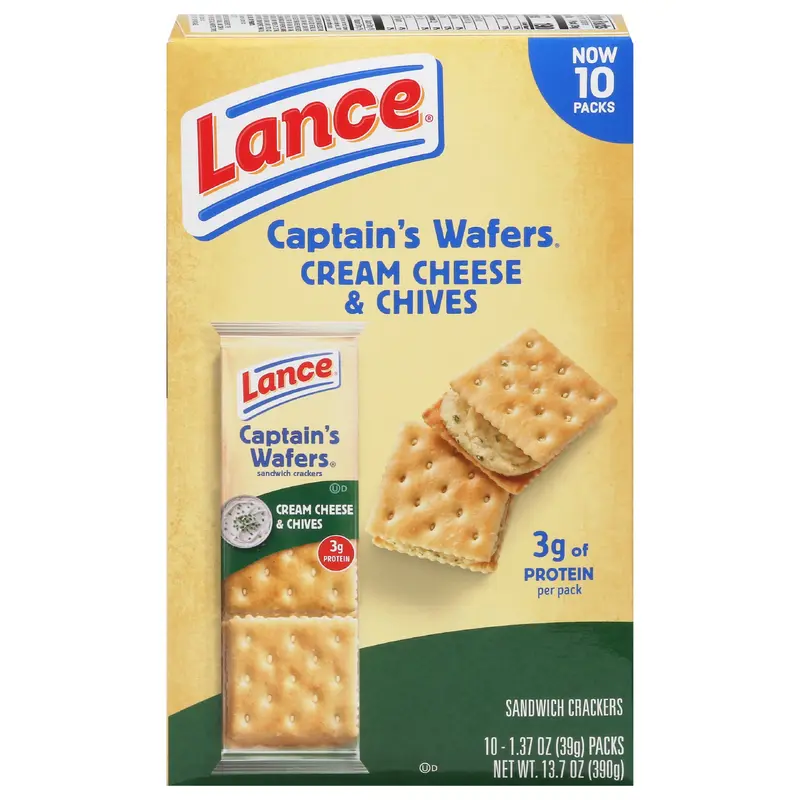 Lance Captain's Wafers Cream Cheese & Chives Sandwich Crackers 10 - 1.37 oz Packs