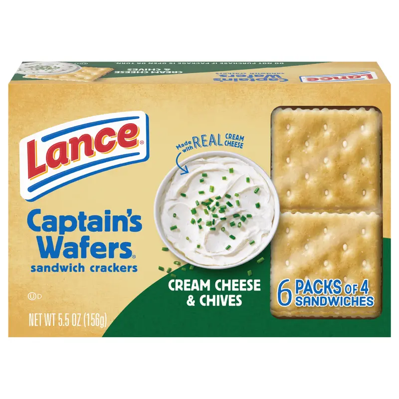 Lance Captain's Wafers Cream Cheese & Chives Sandwich Crackers 6 - 4 Packs