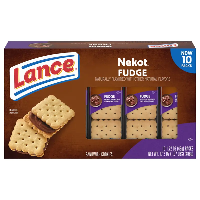 Lance Nekot Fudge Sandwich Cookies 10 - 1.72 oz Packs