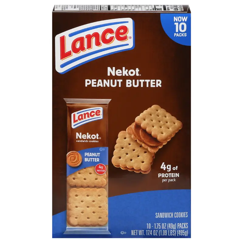 Lance Nekot Peanut Butter Sandwich Cookies 10 - 1.75 oz Packs