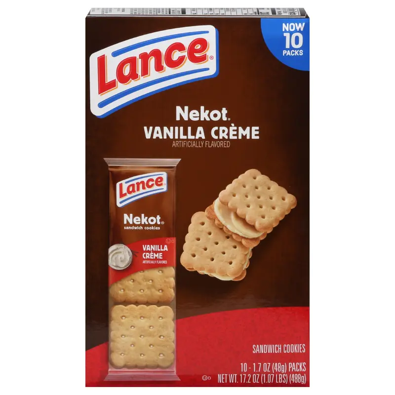 Lance Nekot Vanilla Creme Sandwich Cookies 10 - 1.7 oz Packs