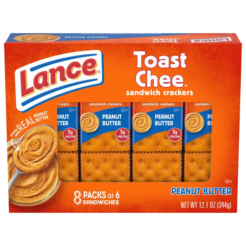 Lance Sandwich Crackers, ToastChee Peanut Butter, 8 Individual Packs, 6 Sandwiches Each