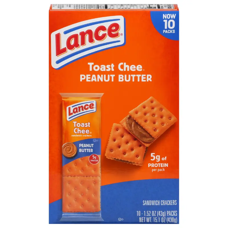 Lance Toast Chee Peanut Butter Sandwich Crackers 10 - 1.52 oz Packs