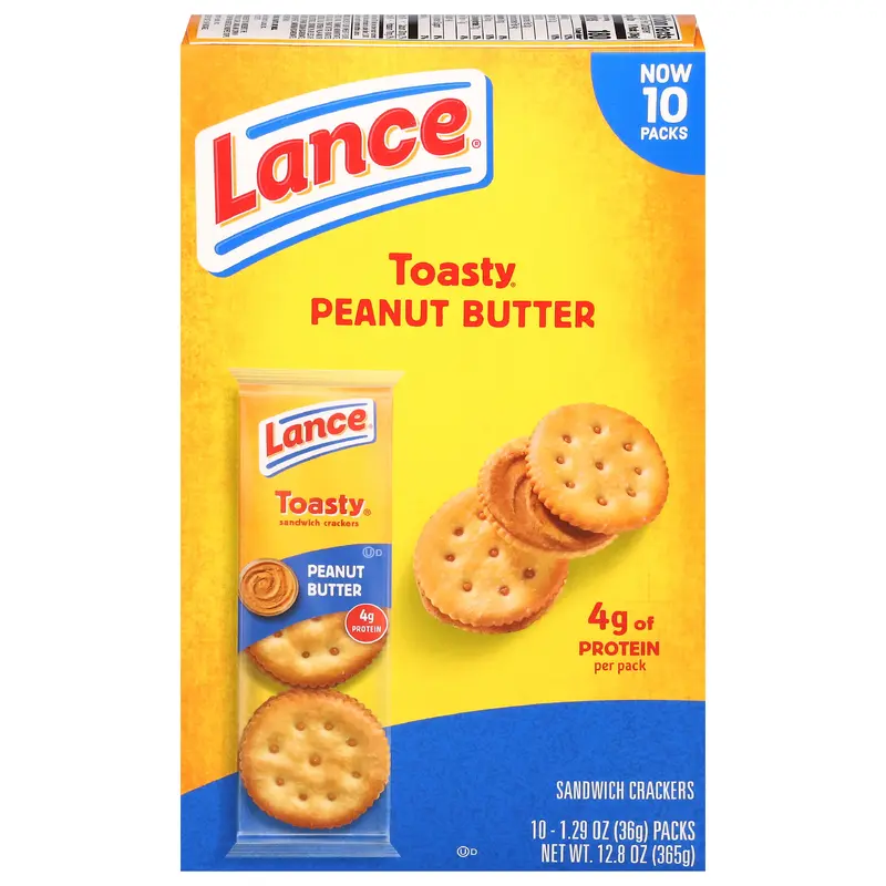 Lance Toasty Peanut Butter Sandwich Crackers 10 - 1.29 oz Packs