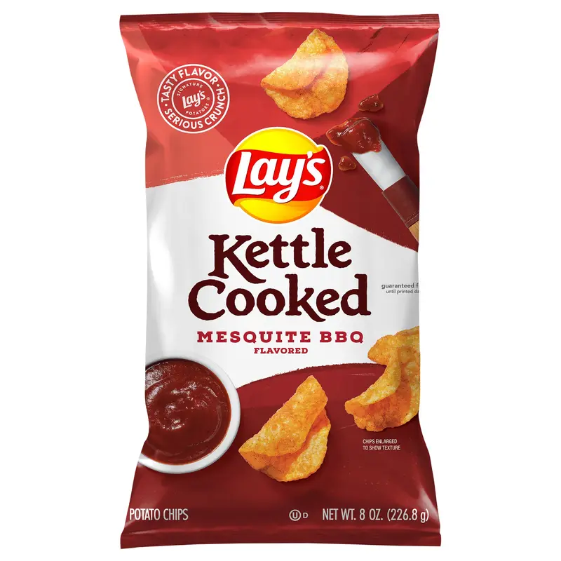 Lay's Kettle Cooked Potato Chips Mesquite BBQ Flavored 8 Oz