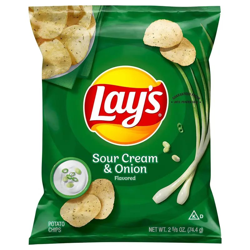 Lay's Potato Chips Sour Cream & Onion Flavored 2 5/8 Oz