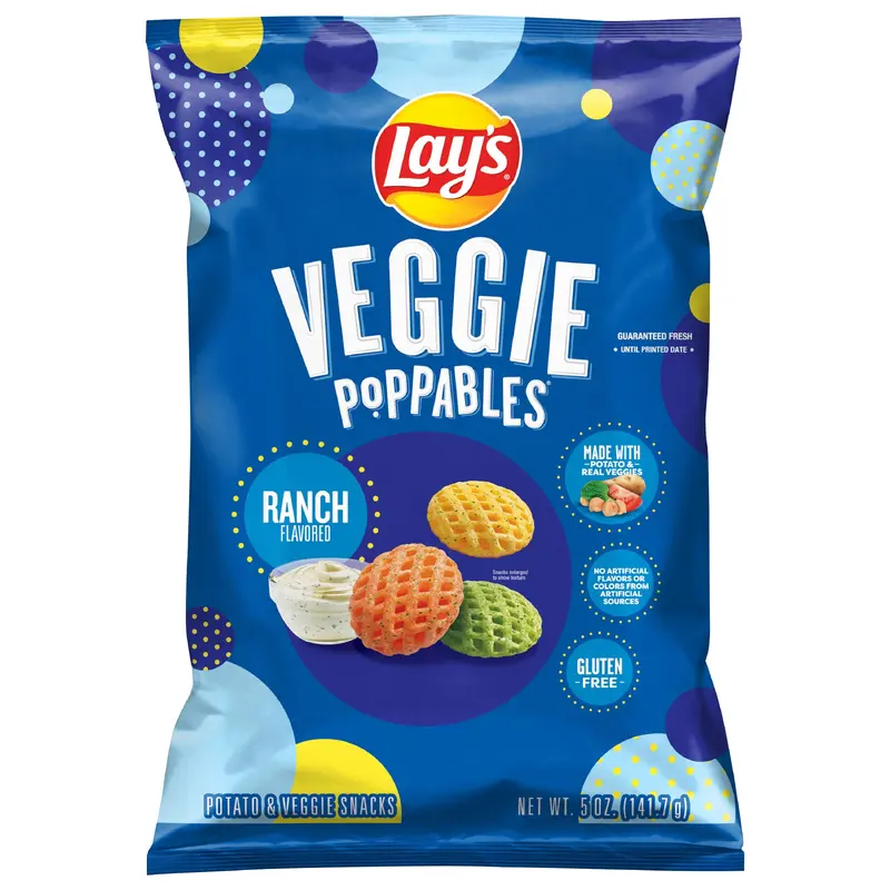 Lay's Veggie Poppables Potato & Veggie Snacks Ranch Flavored 5 Oz
