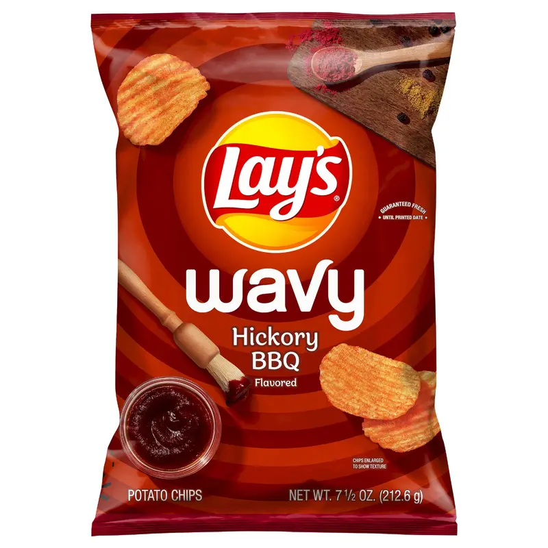 Lay's Wavy Potato Chips Hickory BBQ Flavored 7 1/2 Oz