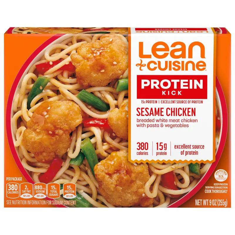 Lean Cuisine Frozen Meal Sesame Chicken, Protein Kick Microwave Meal, Microwave Chicken Dinner, Frozen Dinner for One 9 oz.