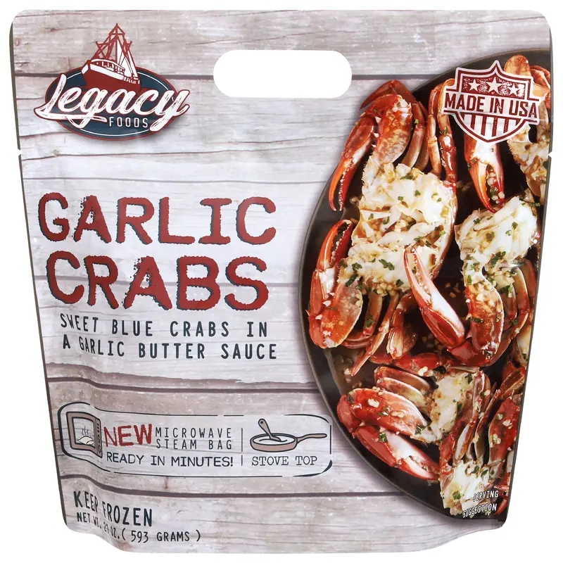 Legacy Foods Garlic Crabs 21 oz