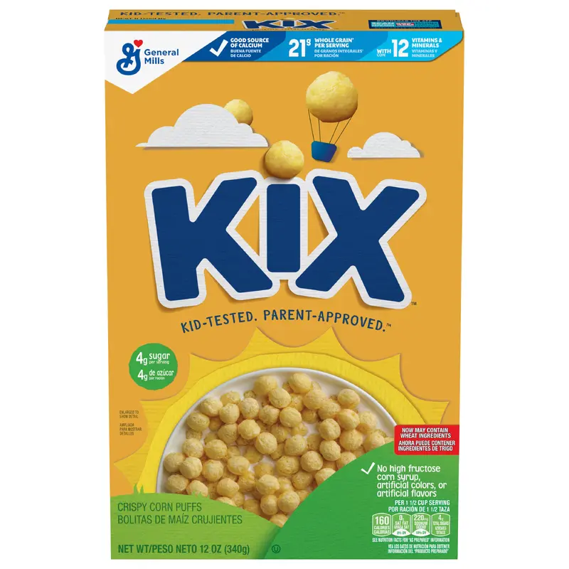 Kix Whole Grain Breakfast Cereal, Crispy Corn Cereal Puffs, 12 oz