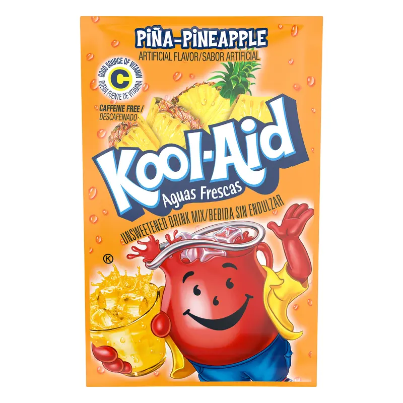 Kool-Aid Aguas Frescas Unsweetened Pina-Pineapple Artificially Flavored Powdered Soft Drink Mix, 0.14 oz Packet