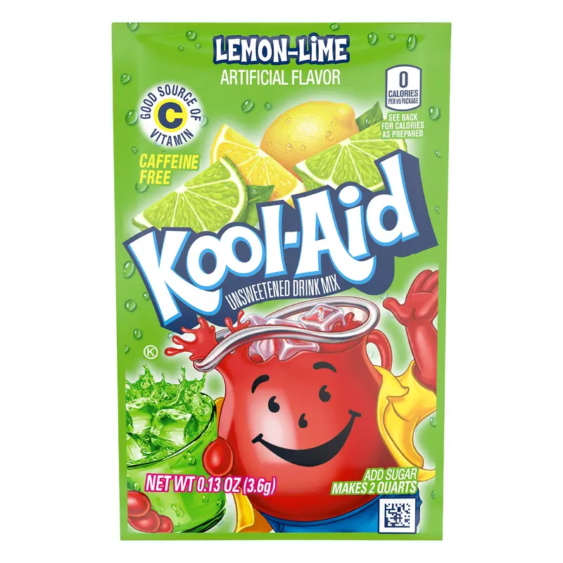 Kool-Aid Unsweetened Lemon Lime Artificially Flavored Powdered Soft Drink Mix, 0.13 oz Packet