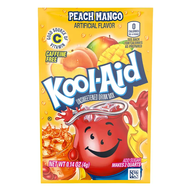 Kool-Aid Unsweetened Peach Mango Artificially Flavored Powdered Soft Drink Mix, 0.14 oz Packet