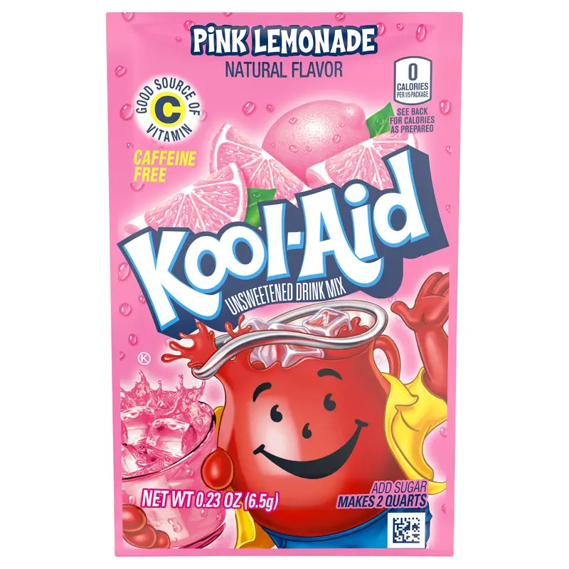 Kool-Aid Unsweetened Pink Lemonade Naturally Flavored Powdered Soft Drink Mix, 0.23 oz Packet