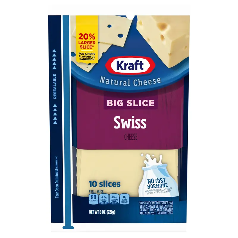 Kraft Big Slice Swiss Cheese Slices, 10 ct Pack