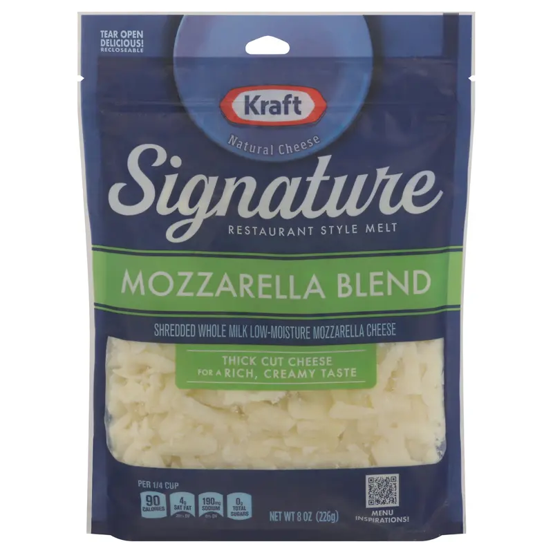 Kraft Signature Shredded Thick Cut Low Moisture Mozzarella Blend Shredded Cheese 8 oz