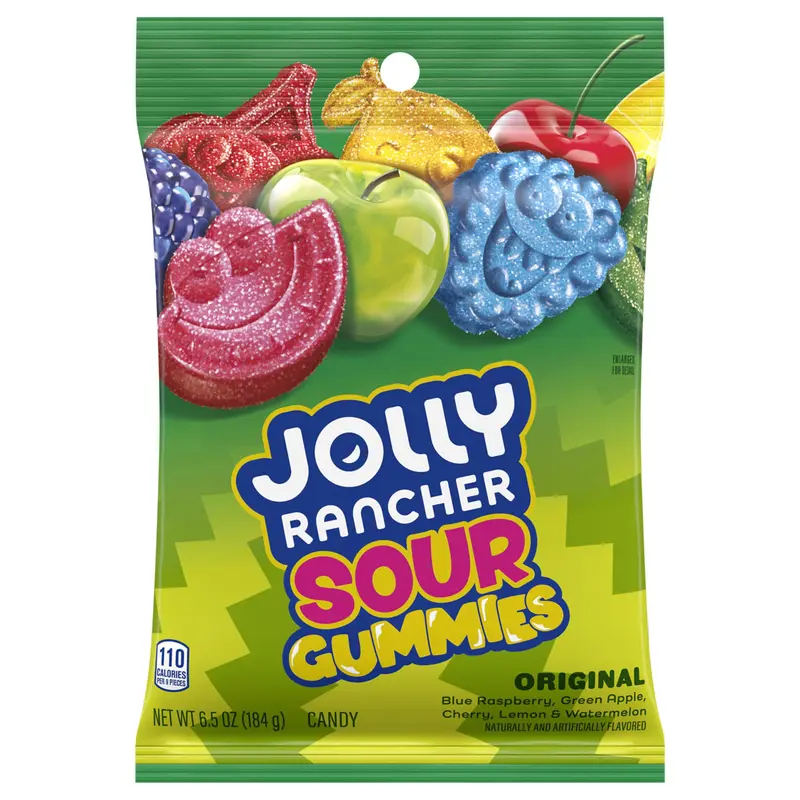 JOLLY RANCHER Gummies Sours Assorted Fruit Flavored Candy Bag, 6.5 oz