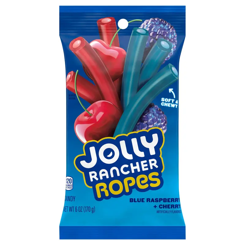 JOLLY RANCHER Ropes Blue Raspberry and Cherry Flavored Candy Bag, 6 oz