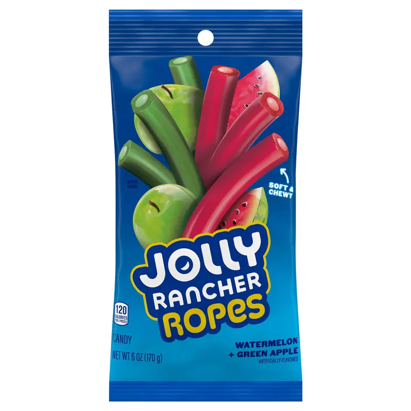 JOLLY RANCHER Ropes Watermelon and Green Apple Flavored Candy Bag, 6 oz