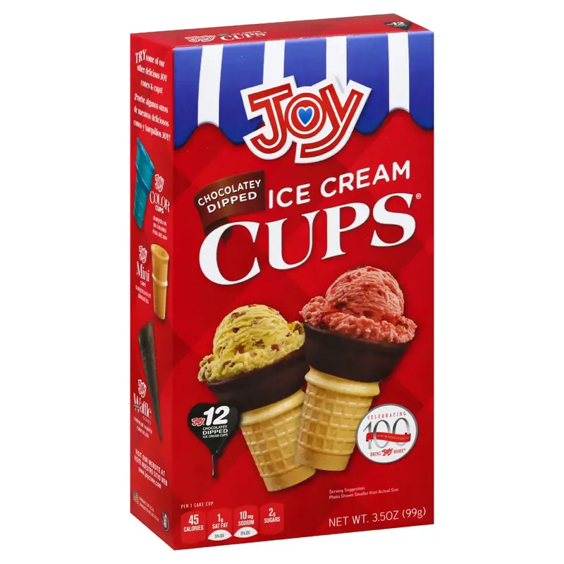 Joy Ice Cream Cups 12 ea - CHOCOLATEY DIPPED Ice Cream Cups