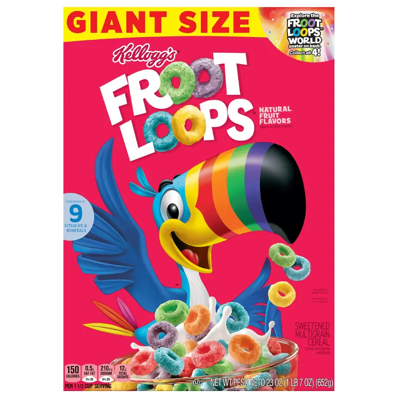 Kellogg's Froot Loops Breakfast Cereal Original, Kids Cereal, 23 oz